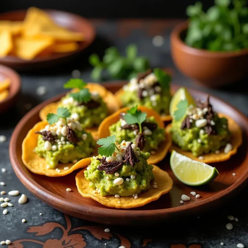 Tortitas de Maíz con Guacamole y Chapulines: Aperitivo Mexicano con Proteína de Insectos