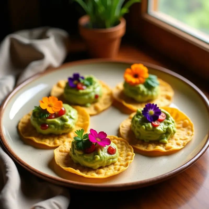 Tortitas de Maíz con Guacamole de Pausa Real y Flores Comestibles: Receta Mexicana Vegana y Fotogénica
