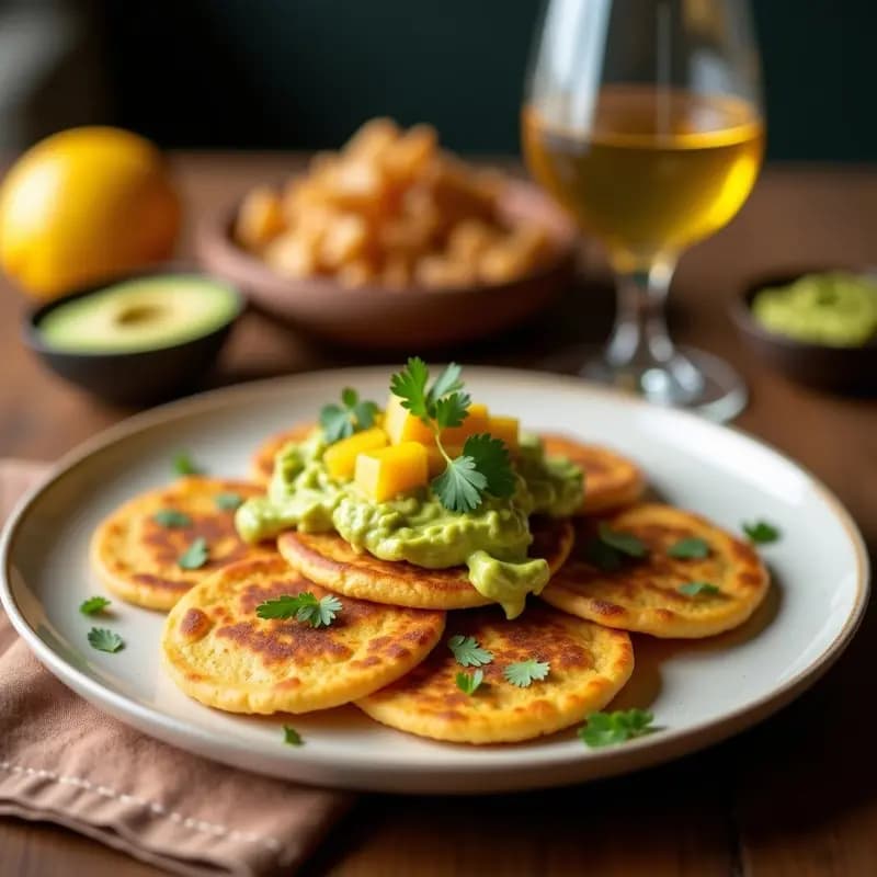 Tortitas de Maíz con Guacamole y Salsa de Mango: Aperitivo Mexicano Fresco