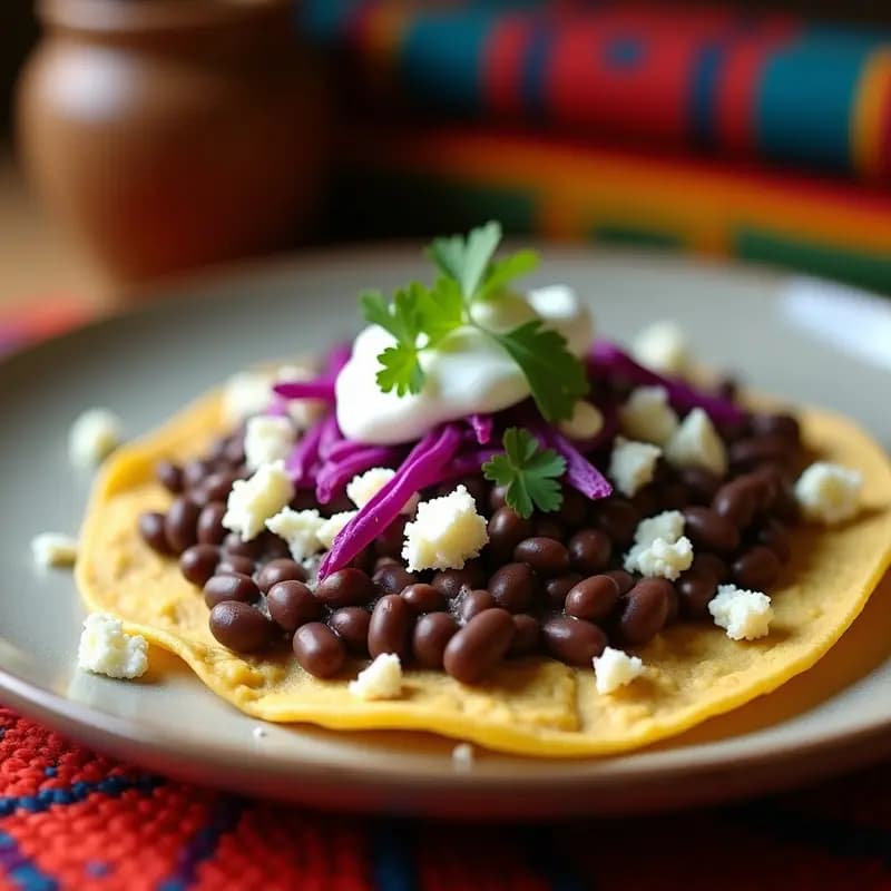 Tortitas de Maíz con Huaraches de Frijol Negro y Queso Cotija: Desayuno Mexicano Rapidísimo