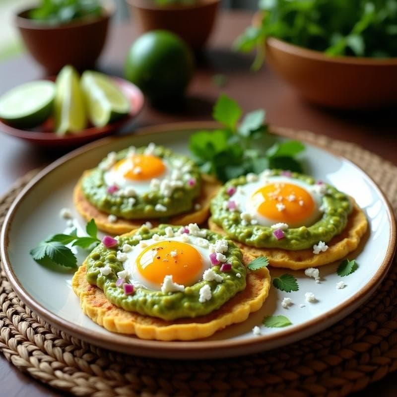 Tortitas de Maíz con Huevo de Codorniz y Salsa de Aguacate y Lima: Desayuno Mexicano Rápido