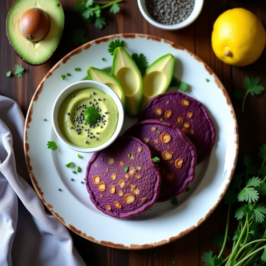 Tortitas de Maíz Morado y Semillas de Chía: Desayuno Mexicano Keto con Crema de Aguacate
