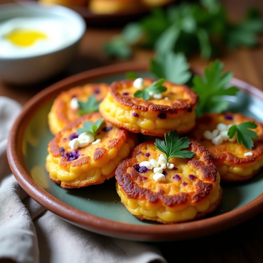 Tortitas de Maíz Morado y Queso Feta: Receta Peruana en Airfryer sin Harina