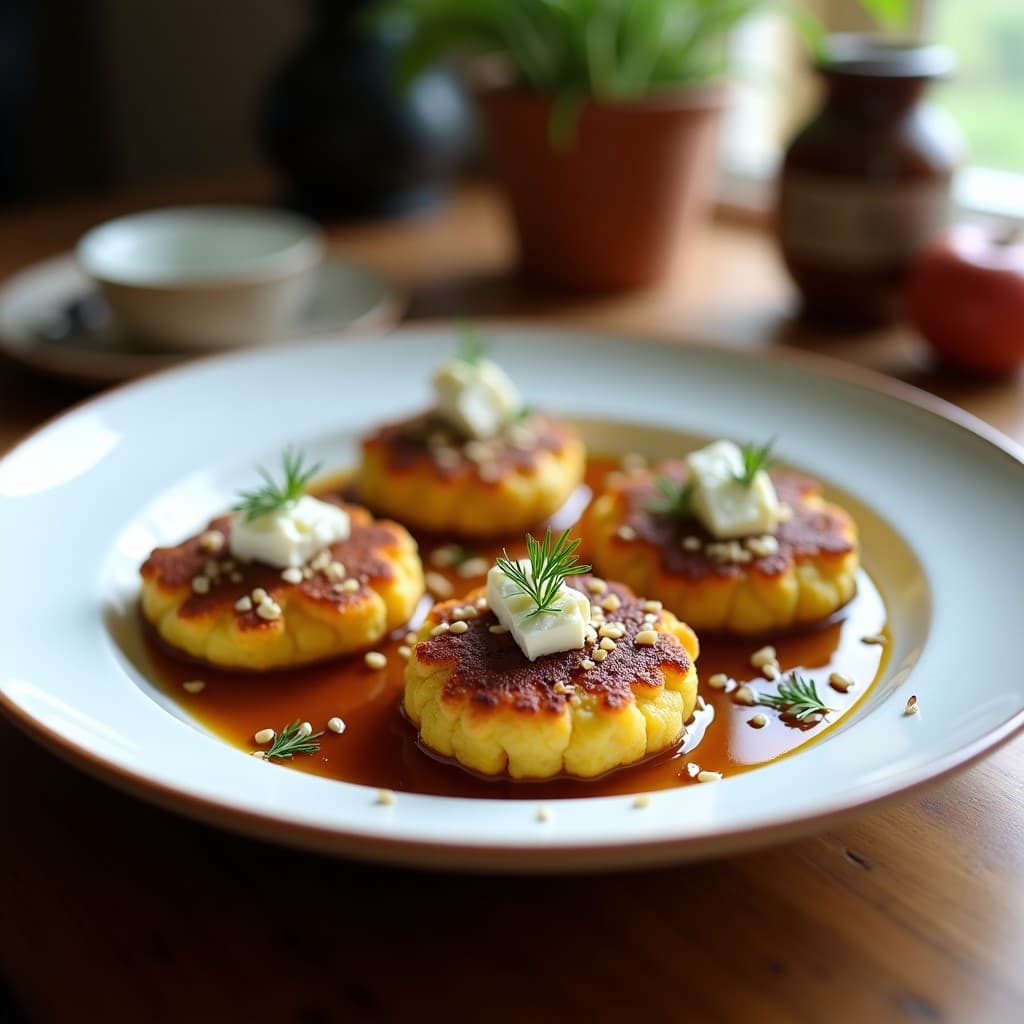 Tortitas de Maíz Morado y Queso Feta con Miel de Trufa: Receta Griega en Sartén