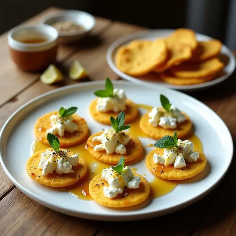 Tortitas de Maíz con Queso Feta y Miel: Aperitivo Turco Dulce-Salado en 10 Minutos