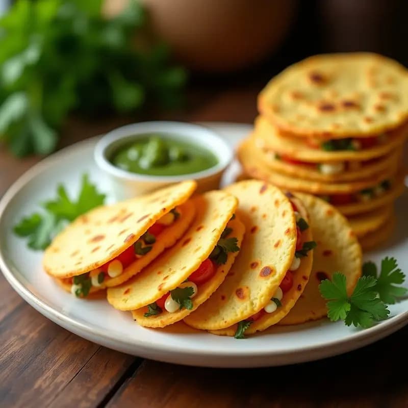 Tortitas de Maíz Rellena de Queso Paneer y Cilantro: Receta India Vegetariana en Airfryer
