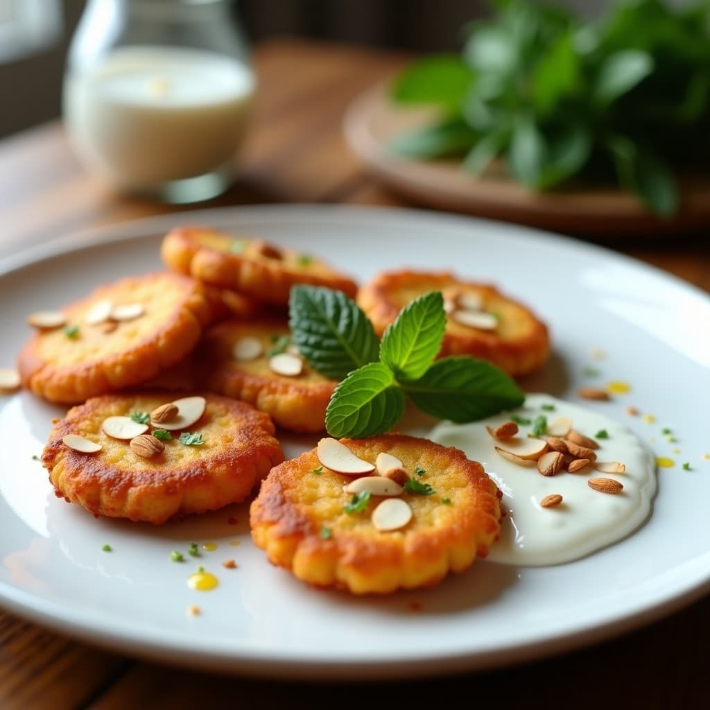 Tortitas de notar con Salsa de Yogur Griego y Mentas: Aperitivo Turco Keto y Sin Harina