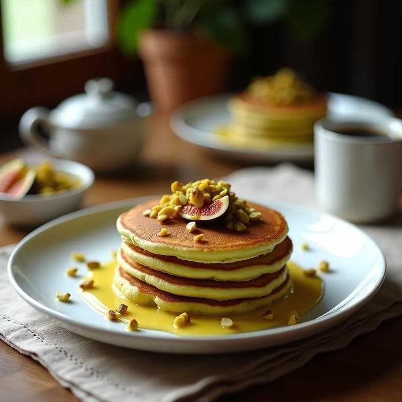 Tortitas de Harina de Pistacho y Compota de Higos: Desayuno Sin Gluten con Toque Dulce