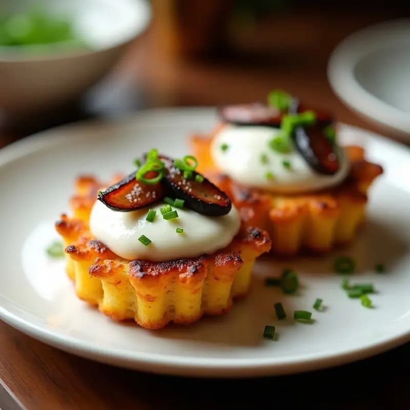 Tortitas de Socarrat con Espuma de Ajo Negro y Anchoas: Tapa Española Gourmet en 10 Minutos