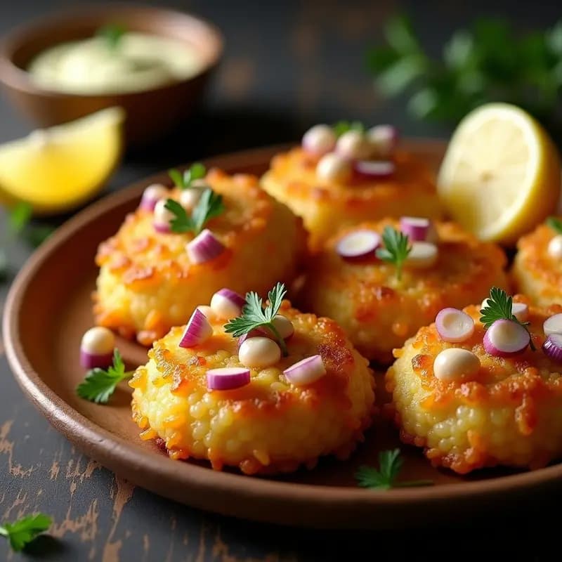 Tortitas de Socarrat con Pulpo y Allioli: Receta Española de Arroz Crujiente y Mariscos