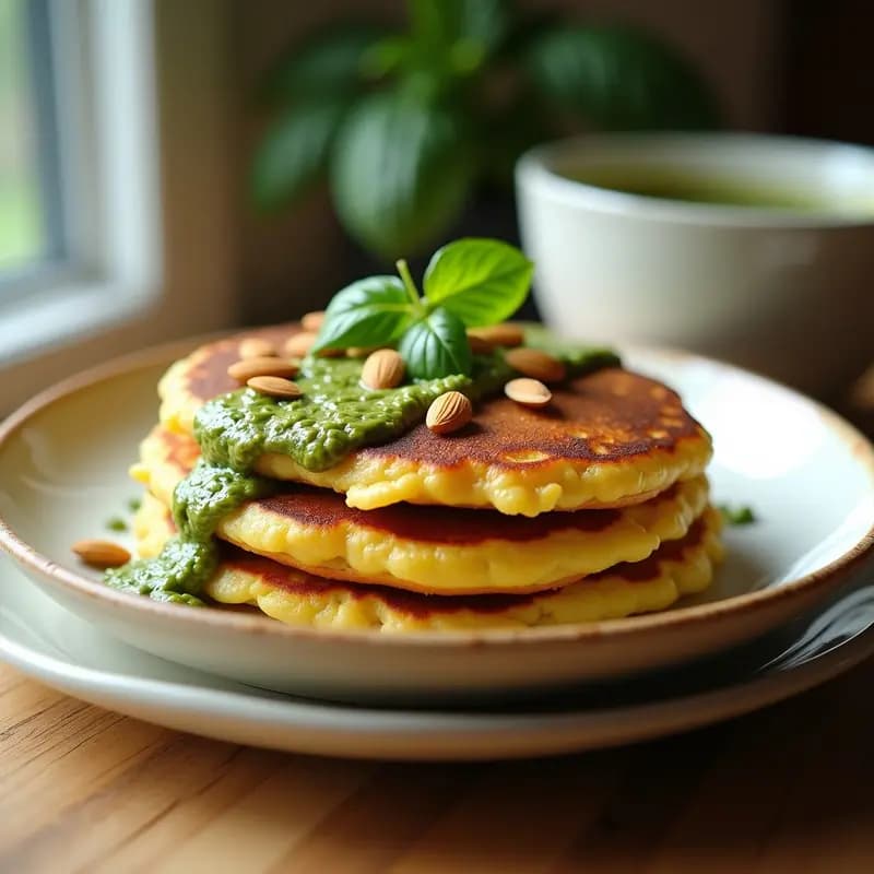 Tortitas de Socca con Pesto de Albahaca: Desayuno Francés Sin Gluten y Vegano