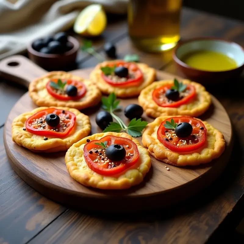 Tortitas de Socca con Pimientos Asados y Aceitunas: Aperitivo Francés Sin Gluten