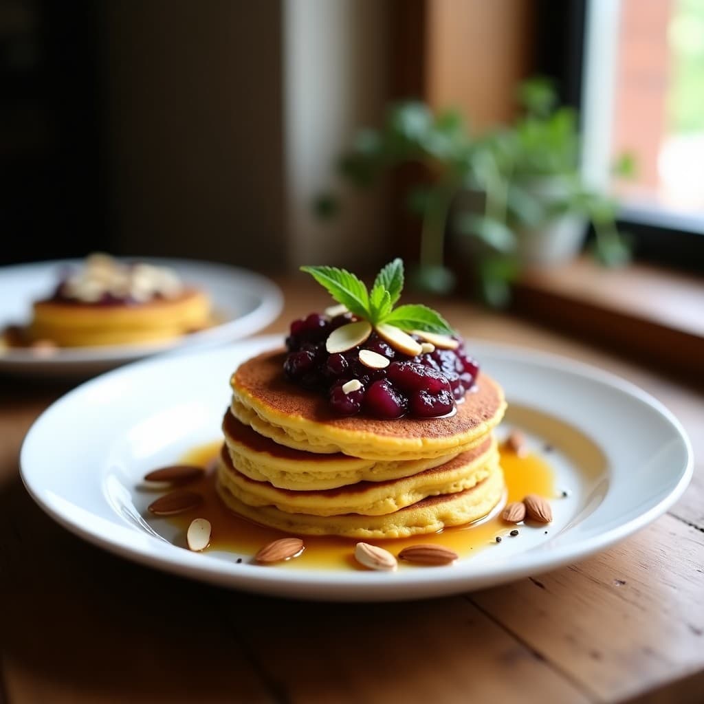Tortitas de Harina de Sorgo y Cúrcuma con Compota de Higo Chumbo: Desayuno Antiinflamatorio