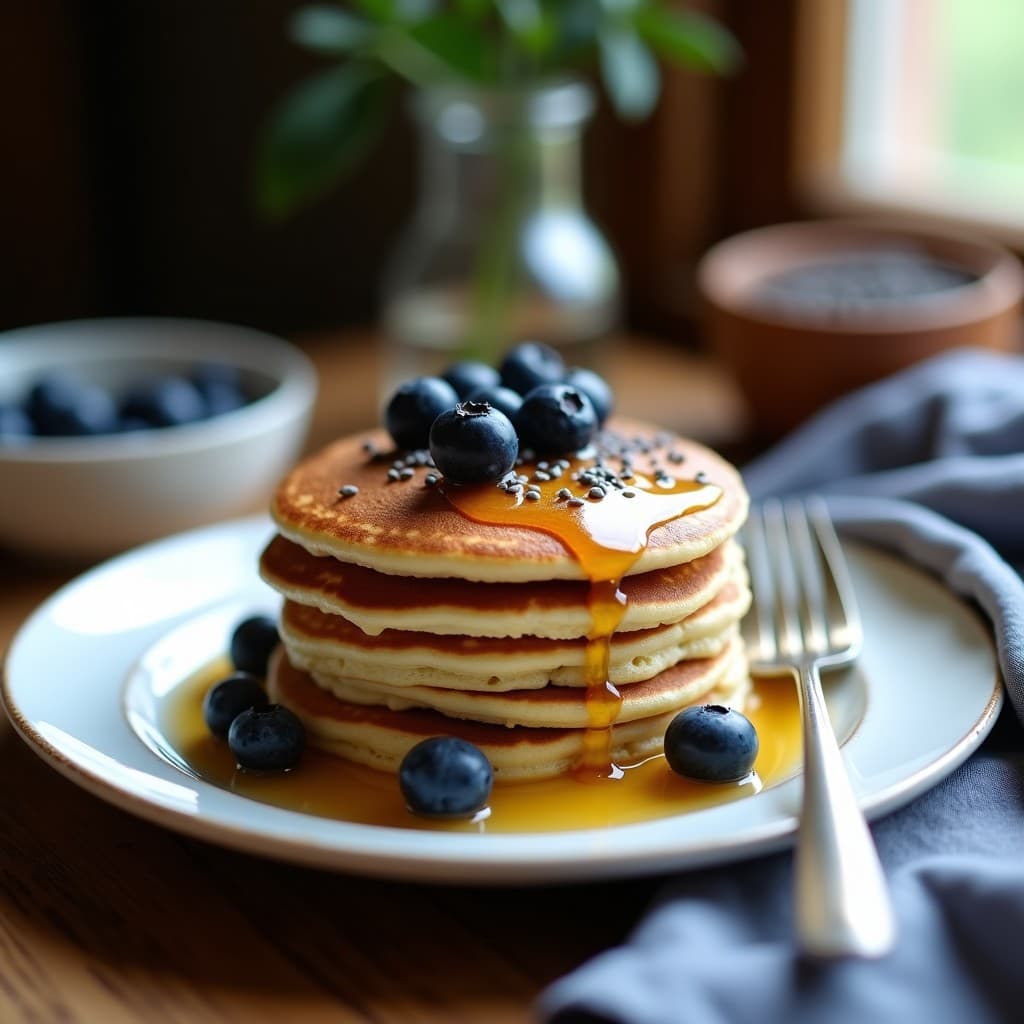 Tortitas de Harina de Teff y Arándanos Azules: Desayuno Sin Gluten y Antioxidante