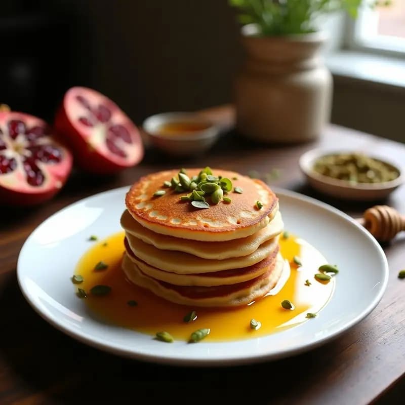 Tortitas de Trigo Khorasani con Miel de Eucalipto: Desayuno Persa Sin Gluten