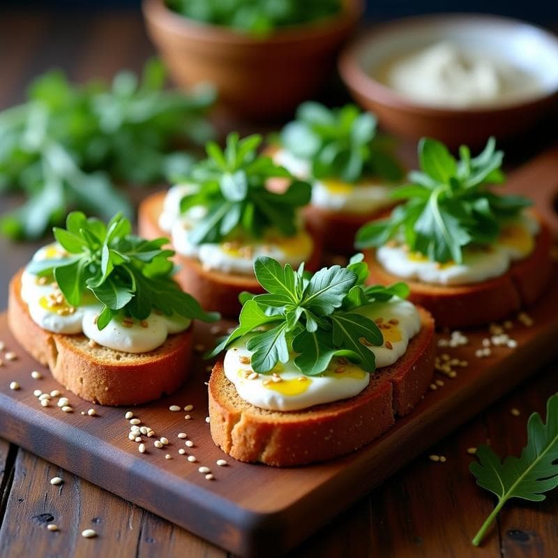 Tosta de Pan de Centeno con Crema de Anchoas y Rúcula: Aperitivo Español Sin Lactosa