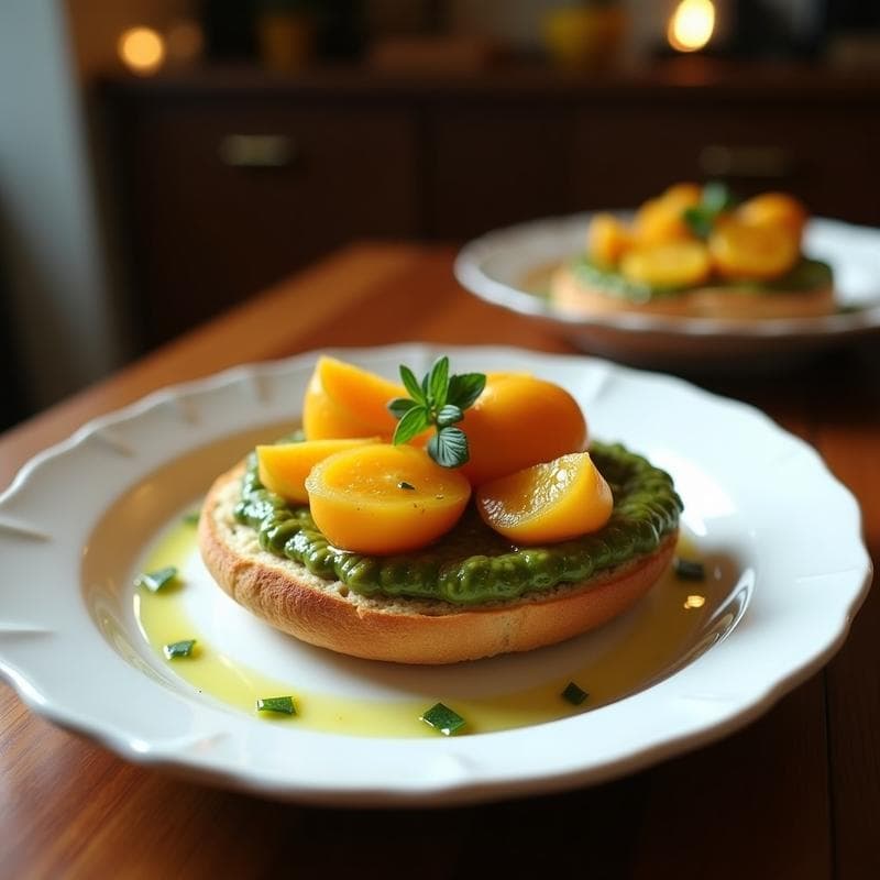 Tosta de Pan de Espelta con Berenjena Asada y Pesto de Albahaca: Desayuno Mediterráneo