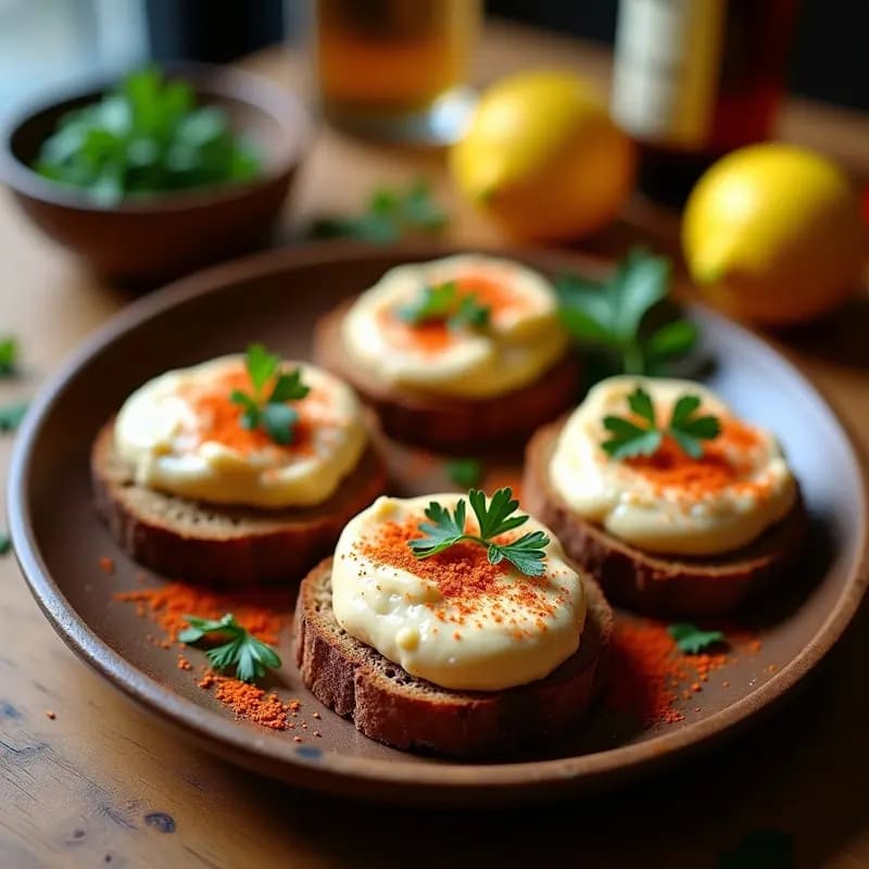 Tosta de Pan de Centeno con Brandada de Bacalao y Pimentón: Aperitivo de Autor
