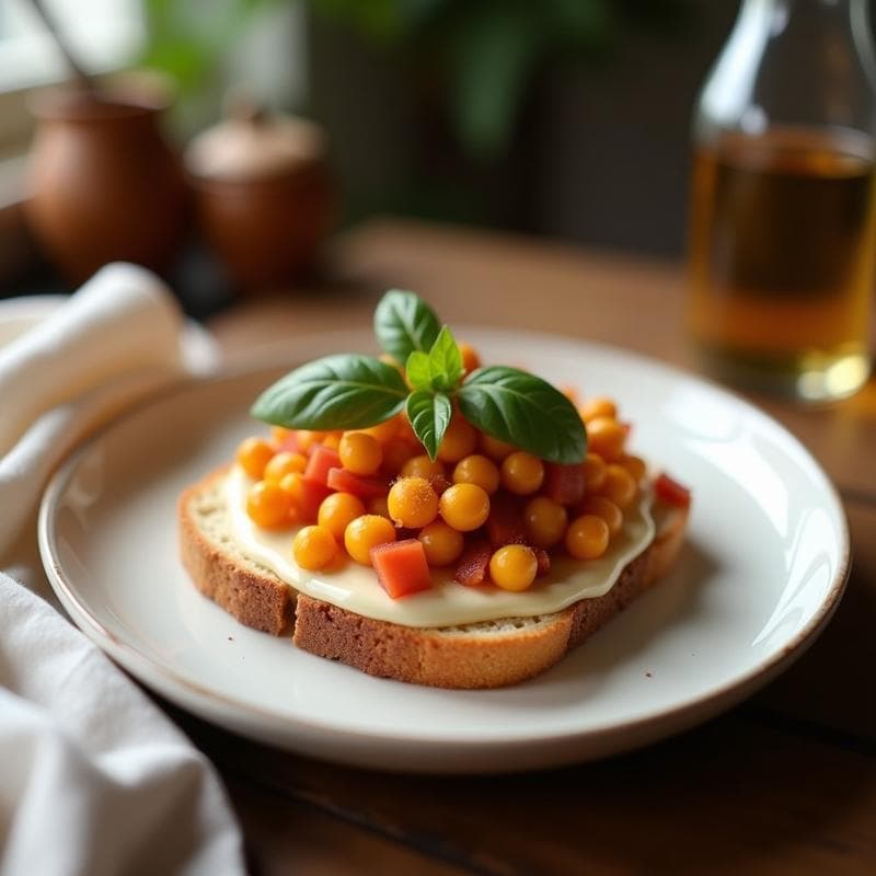 Tosta de Pan de Centeno con Puré de Garbanzos y Rábanos: Desayuno Mediterráneo Sin Gluten