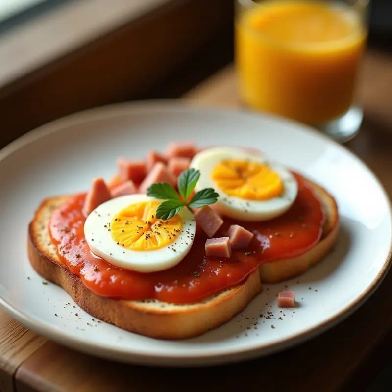 Tosta de pan de cristal con salmorejo y huevo duro: Desayuno Andaluz en 10 Minutos