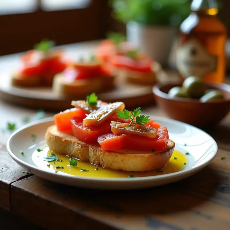Tosta de Pan de Cristal con Tomate, Ventresca y Anchoas: Aperitivo Andaluz en 10 Minutos