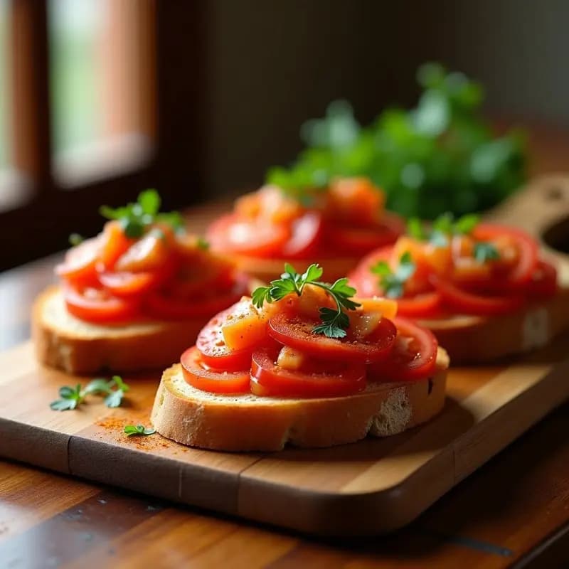 Tosta de pan de hogaza con tomate, ventresca y pimentón de la Vera: tapa española rápida y gourmet