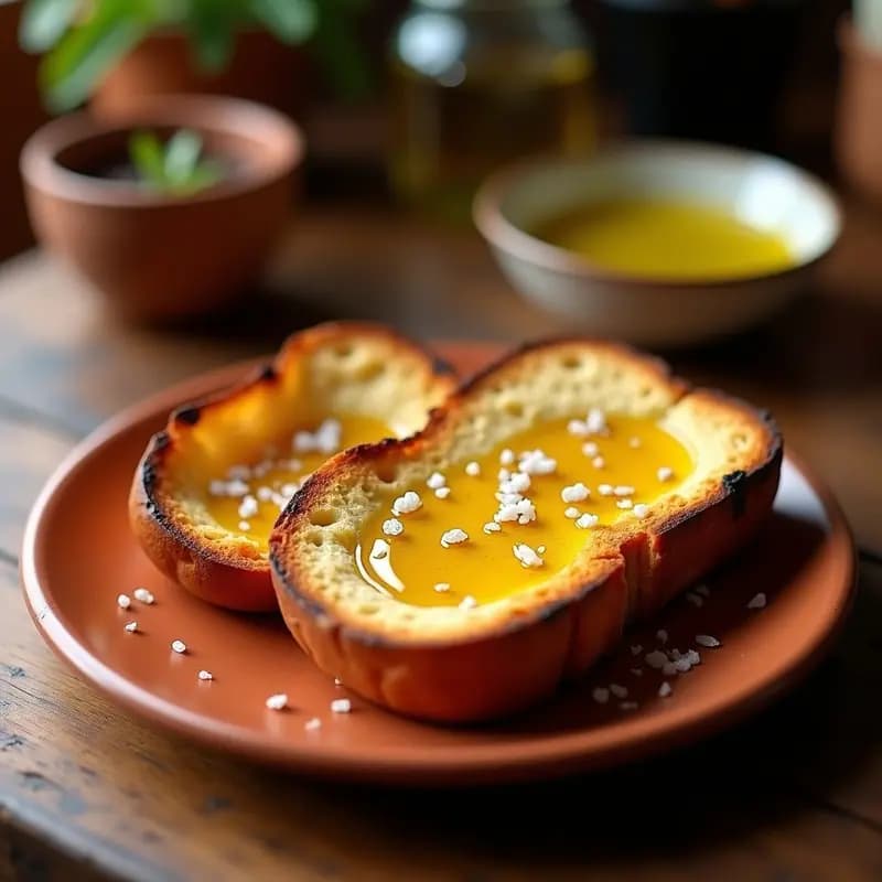 Tosta de pan de pueblo con aceite y sal: Aperitivo sencillo y auténtico