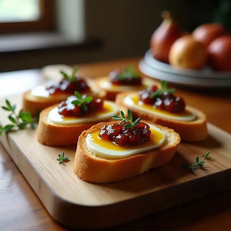 Tosta de Pan con Queso Brie y Mermelada de Higos: Aperitivo Dulce-Salado