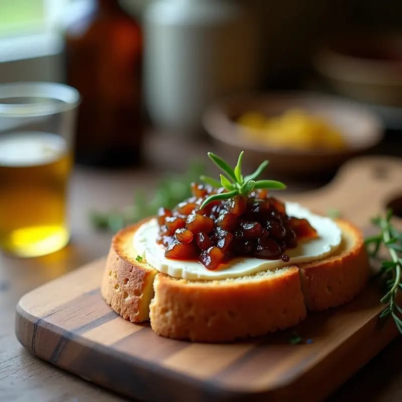 Tosta de Pan con Queso de Cabra y Mermelada de Cebolla: Aperitivo Sofisticado