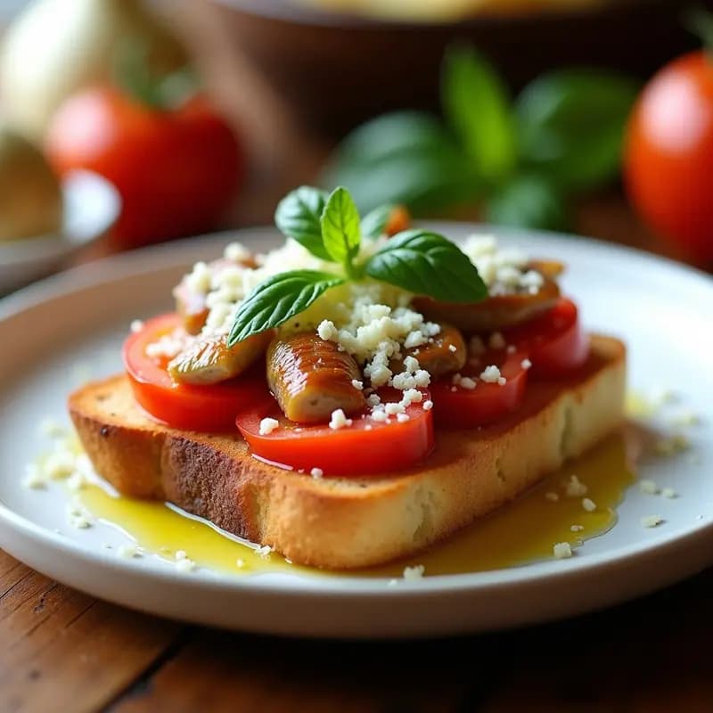 Tosta de Pan con Tomate, Anchoas y Queso de Mahón: Aperitivo Balear en 5 Minutos