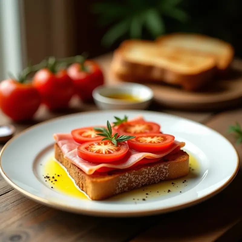 Tosta de Pan con Tomate y Jamón: Desayuno o Cena Rápida y Saludable