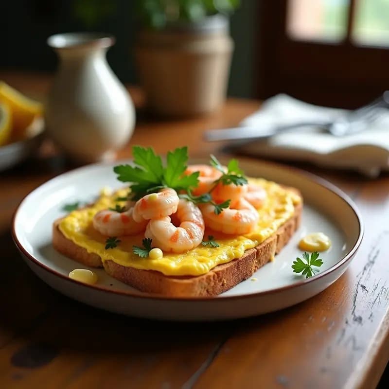 Tosta de Pan con Tortilla de Camarones y Mayonesa: Entrante Costero en 10 Minutos