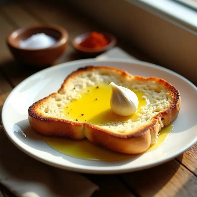 Tostada con Aceite de Oliva Virgen Extra y Ajo: Desayuno Andaluza Clásico y Saludable