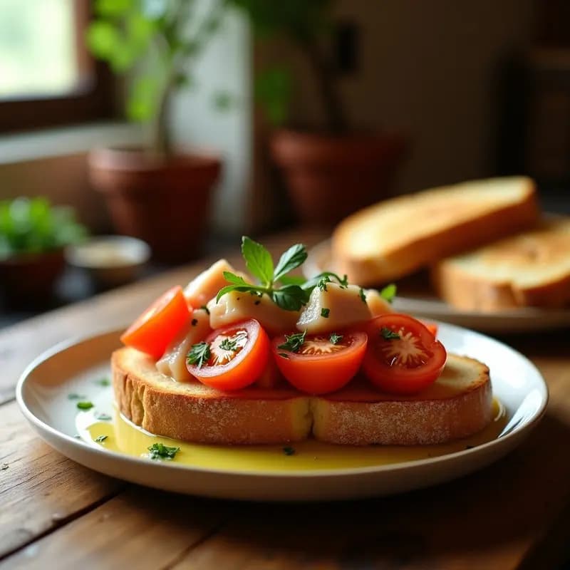 Tostada con Aceite, Tomate y Ventresca: Receta Andaluza para Desayuno o Cena