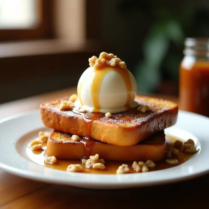 Tostada Francesa con Helado de Vainilla y Sirope de Arce: Desayuno o Postre Decadente