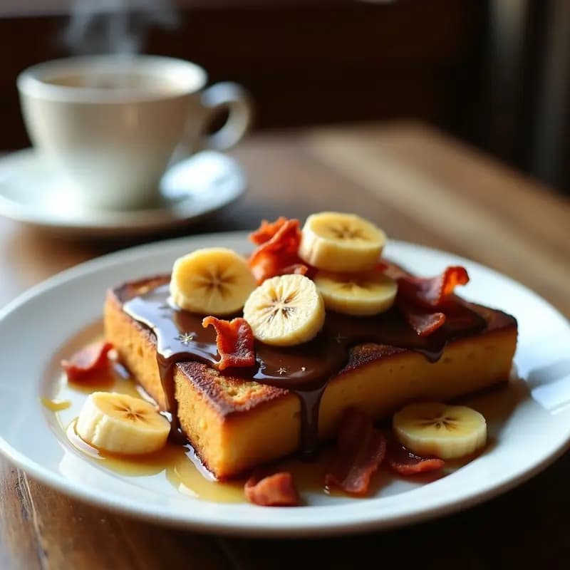 Tostada Francesa con Nutella Plátano y Bacon: Desayuno Dulce-Salado Irresistible