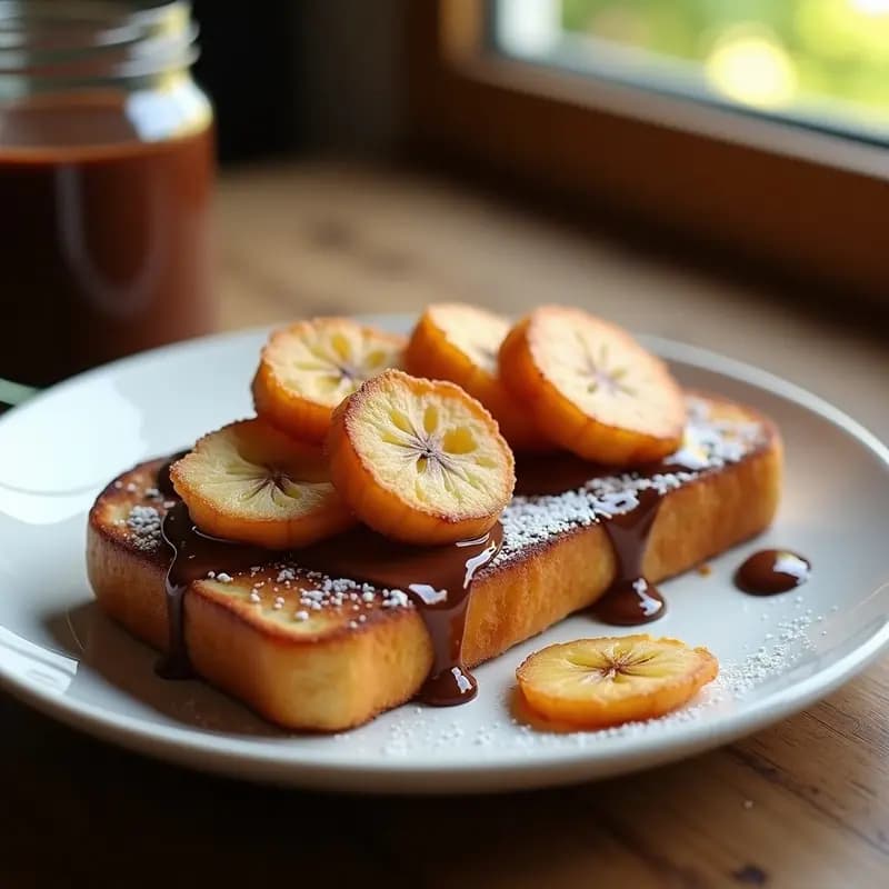 Tostada Francesa con Nutella y Plátano Frito: Desayuno Dulce y Crujiente
