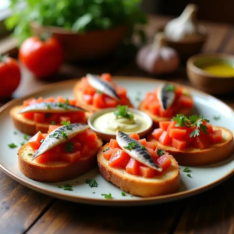 Tostada de Pan con Tomate, Ventresca y Anchoas: Receta Catalana de Pan con Alioli
