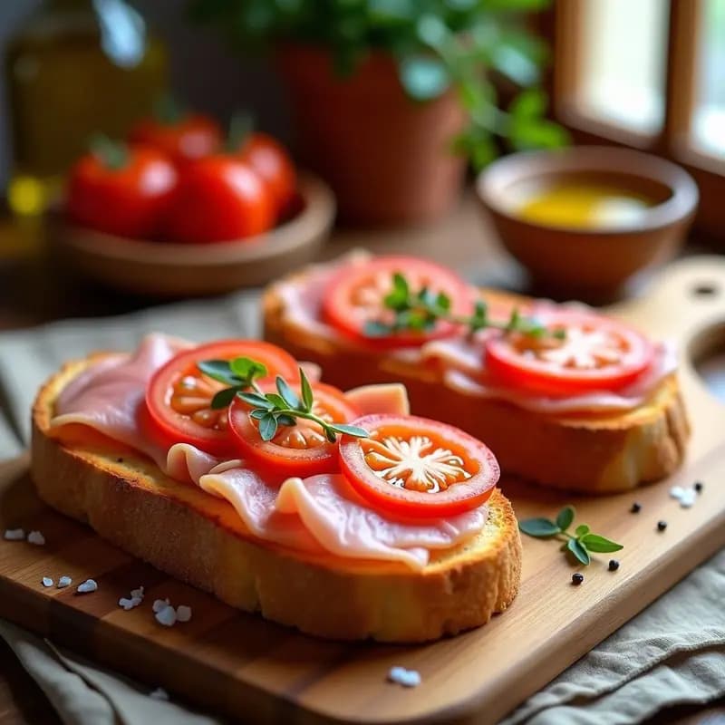 Tostada con Tomate, Aceite y Jamón Serrano: Desayuno Catalán Clásico y Nutritivo