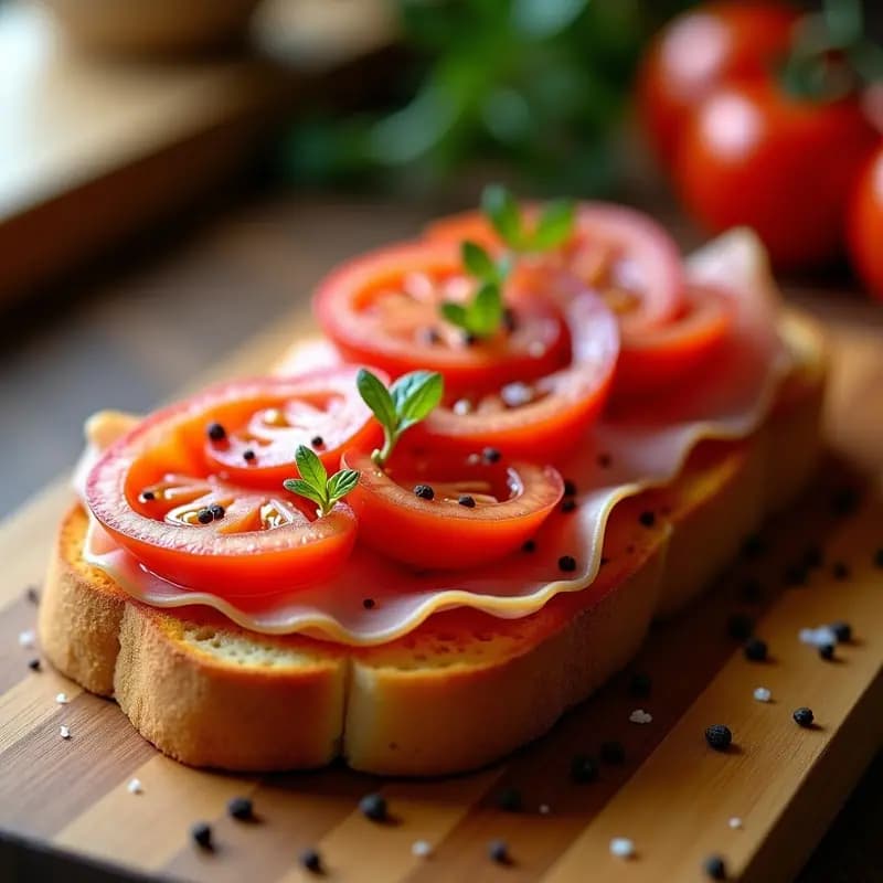 Tostada con tomate, aceite y jamón: Desayuno español tradicional en 5 minutos
