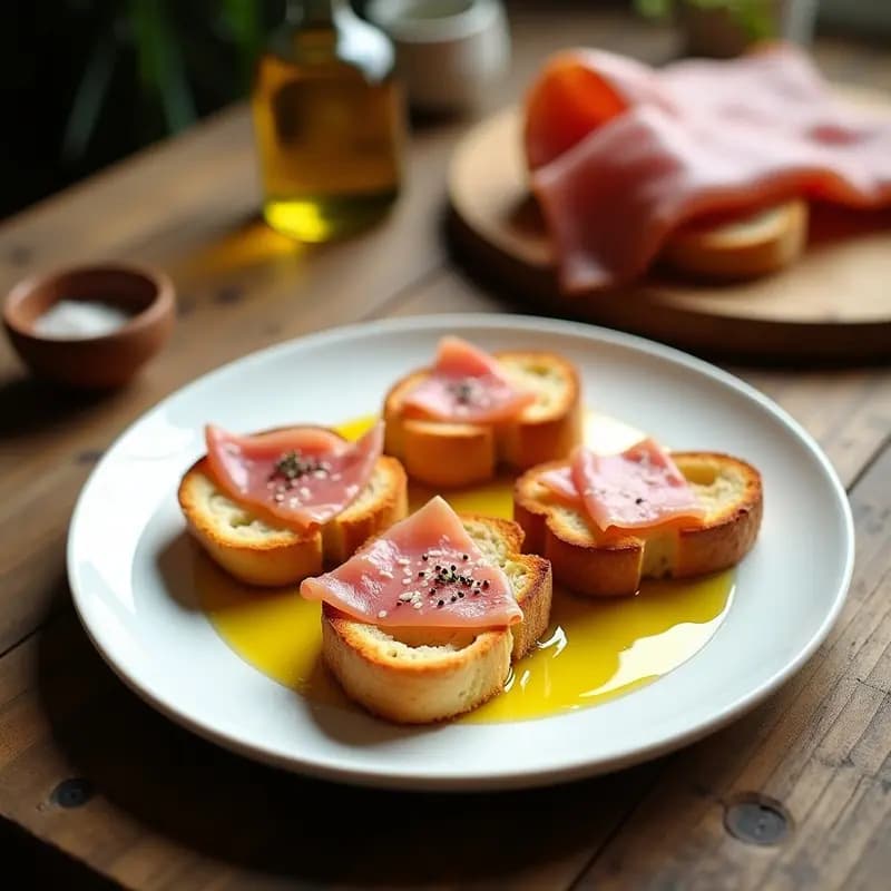 Tostadas con aceite y jamón serrano: Desayuno español rápido y lleno de energía