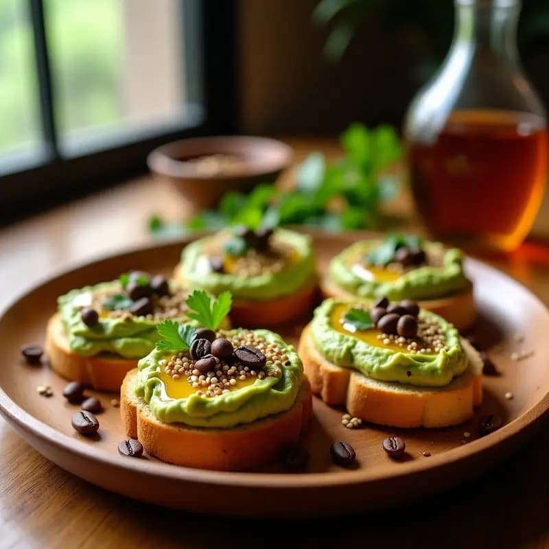 Tostadas de Aguacate con Granos de Café y Miel: Desayuno Colombiano Energético