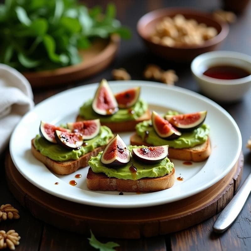 Tostadas de Aguacate y Higos con Vinagreta de Reducción de Balsámico: Desayuno Sin Gluten y Fotogénico