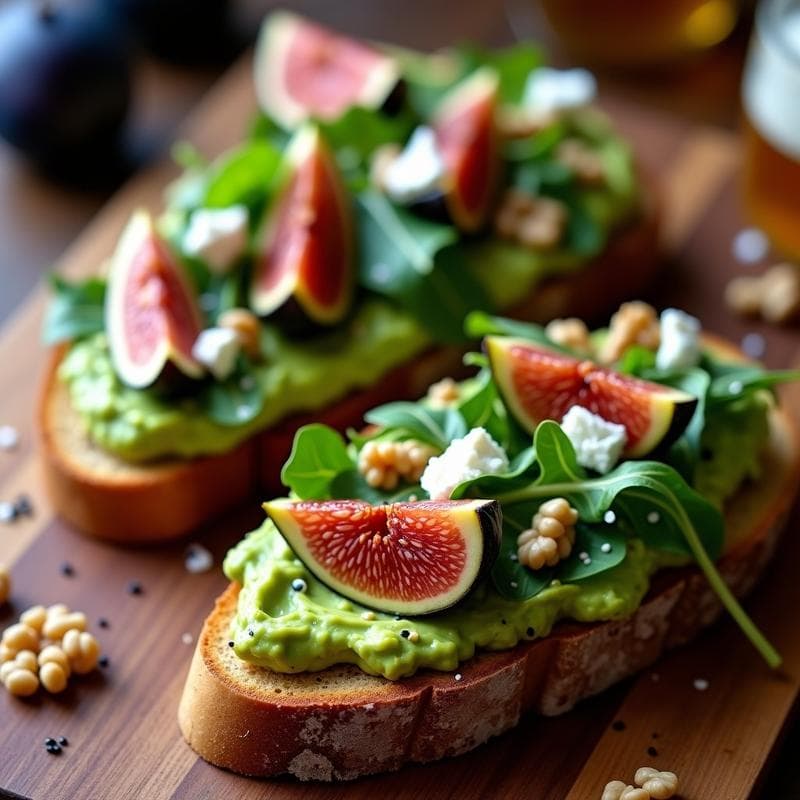Tostadas de Aguacate y Higos con Vinagreta de Miel y Nuez: Receta Gourmet sin Cocción