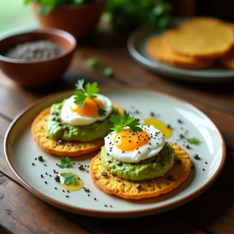 Tostadas de Aguacate y Huevo Escalfado con Semillas de Chía: Desayuno Mexicano Alto en Proteína