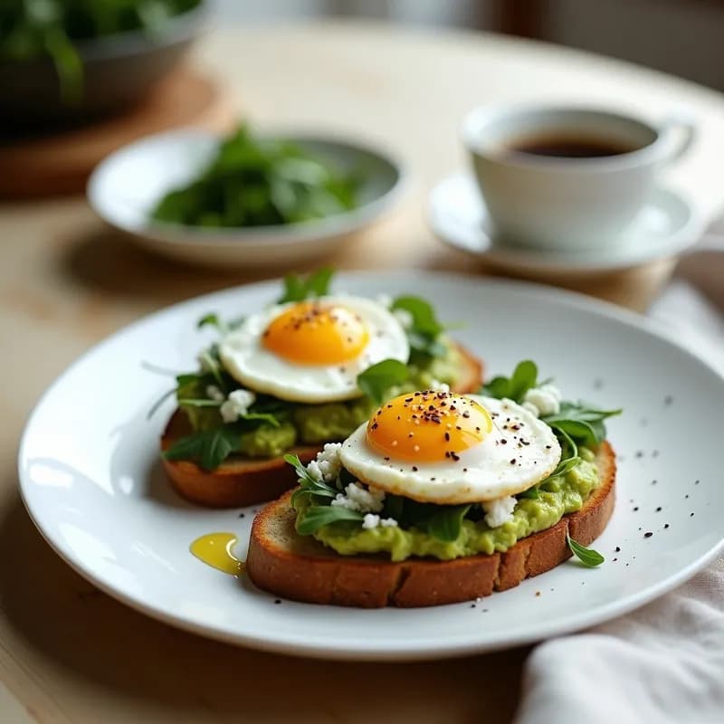 Tostadas de Aguacate y Huevo Poché con Toque de Café: Receta Gourmet en 15 Minutos