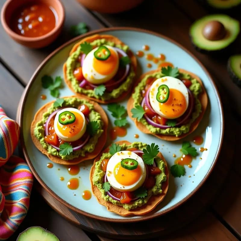 Tostadas de Aguacate y Huevos Escabechados: Receta Mexicana Alta en Proteína para Desayuno