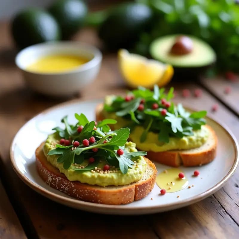 Tostadas de Aguacate y Hummus con Pimienta Rosa: Receta Vegana Rápida en 10 Minutos