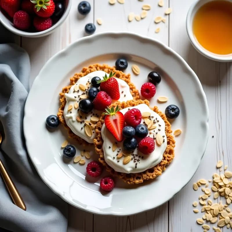 Tostadas de Avena con Yogur Griego y Frutos Rojos: Desayuno Alto en Proteína en 5 Minutos