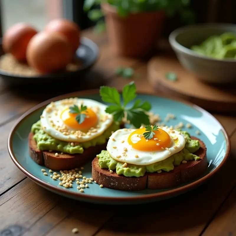 Tostadas de Avocado y Huevo Pochado con Semillas de Sésamo: Desayuno Mexicano Fit en 10 Minutos
